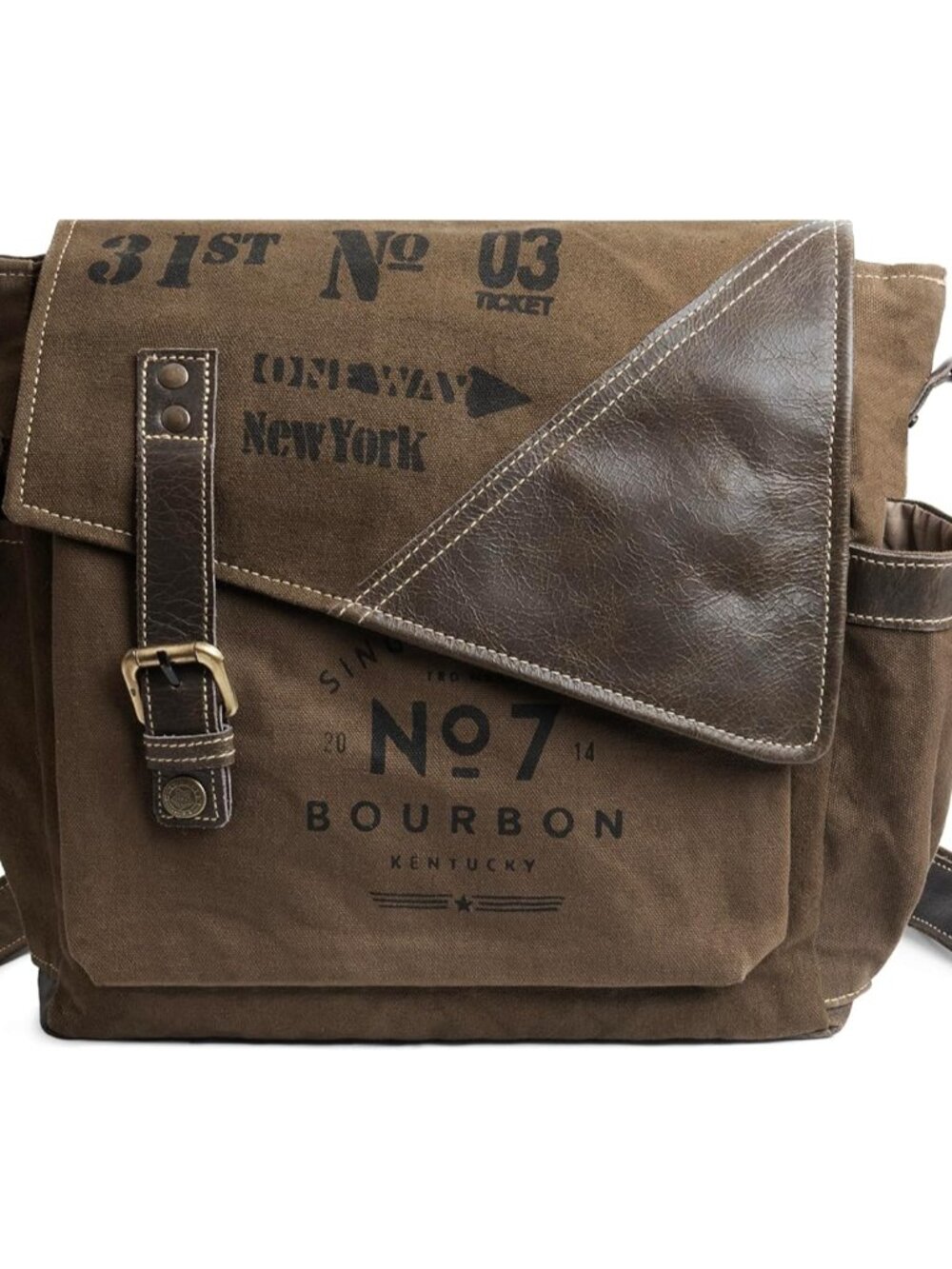 Bourbon Print Shoulder Bag for Men & Women | Upcycled Vintage Messenger Canvas &